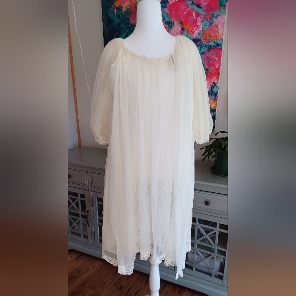 Vintage Cream Lace Slip With Jacket